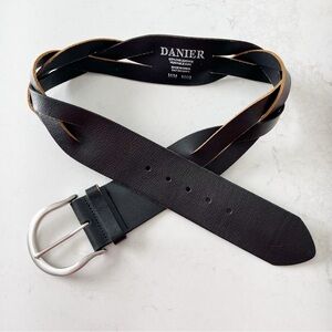 Danier Black Leather Belt with Silver Buckle